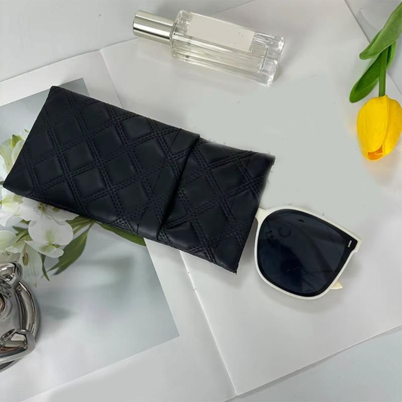 Double Compartment Eyeglass Organizers With Squeeze Top Closure And Strap For Women Multiple Color Option