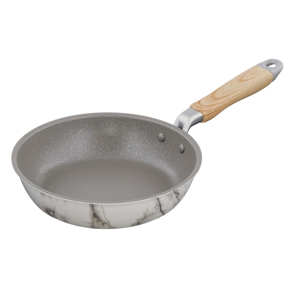 Bestco NX-121 Marble Kitchen Frying Pan, 20cm, White, Marble Pattern, Induction/Gas Stovetop
