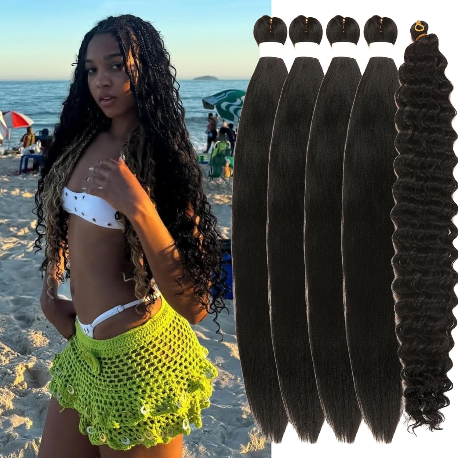 Pre Stretched Jet Black Boho Hair