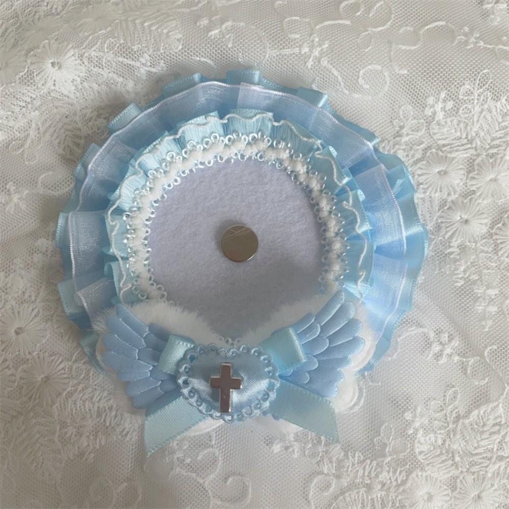 New Lace Trim Badge Holder Finished Product Angel Wings Badge Ita Bag Cross Accessories Handmade Pins Display Base