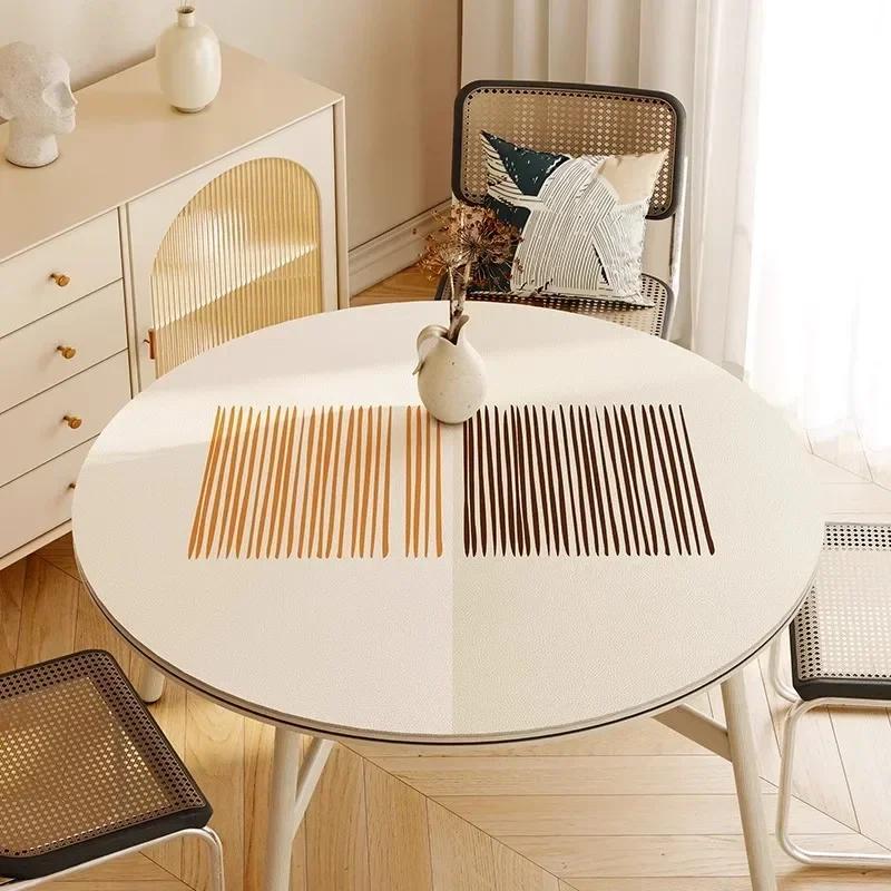 Round Waterproof Tablecloth Pvc Oil-proof Anti-scalding Dining Table Mat Japanese Minimalist Style Home Decoration Tablecloths