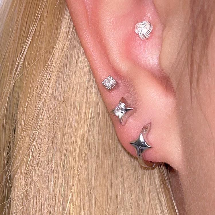 Korean Niche Starburst Metal Hoop & Stud Earrings for Women - Versatile Cold Style