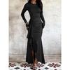 Women's Fall  Ruffled Long Sleeve Dress, Bridesmaid Dress for Wedding Party Evening Gown