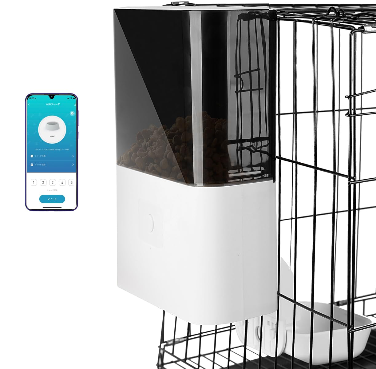 

Automatic Pet Cage Mount for Small and Automatic Requires Remote Control via Scheduled Power Supply Feeder, Type, Dogs, Cats, Rabbits, 2.3L Capacity, белый