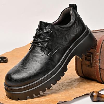 Platform Men's Shoes Summer New Business Casual Leather Shoes Men's British Leather Shoes Versatile Big Head Men's Leather Shoes