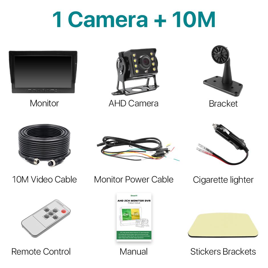 

FHD 1920x1080P 10-дюймовый IPS-экран для грузовиков, автобусов, транспортных средств, видеорегистратор, парковочный монитор с 2 каналами, передняя и задняя боковая AHD-камера для автомобиля