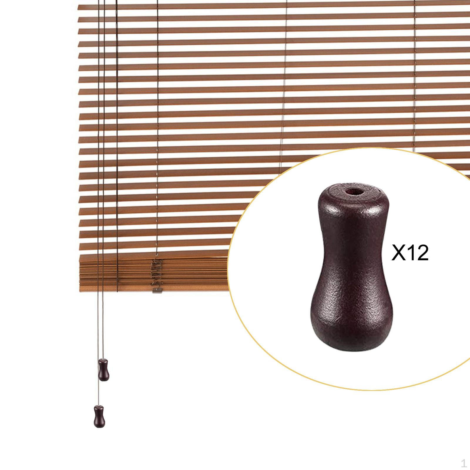 

12 штук Дерев яні наконечники для шнура жалюзі, Фурнітура для штор, Дерев яні віконні ручки, Краплі, Міцні коричневий