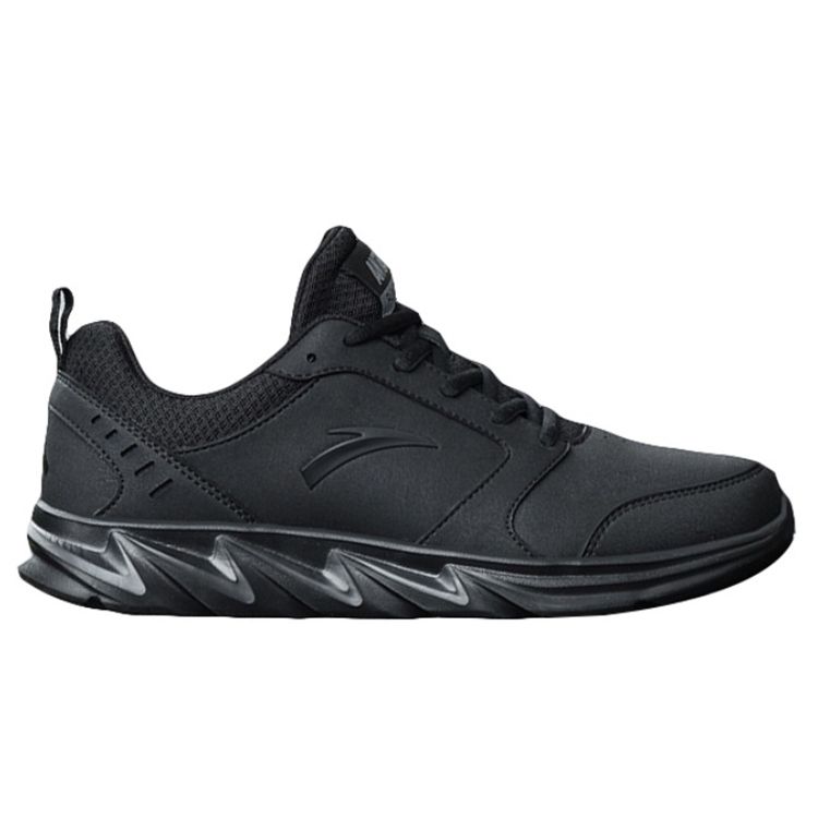 Anta Leather Breathable Lightweight Low-Top Running Shoes Men Sneakers Black 91815522-9