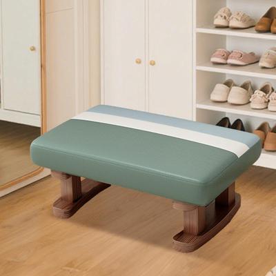 Fußstütze mit Holzbeinen Rechteckiger Tritthocker Gepolsterter Kleiner Hocker für Sofa