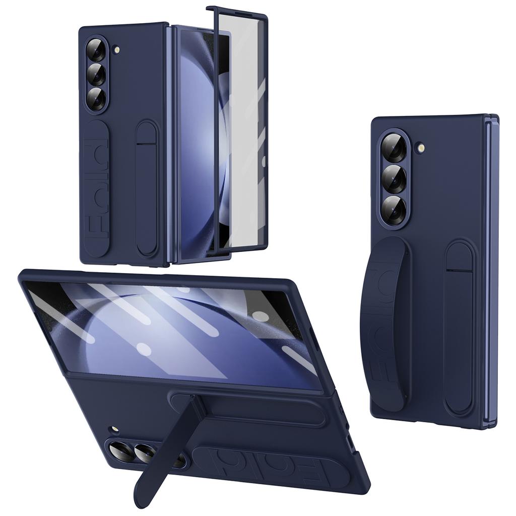 Til Samsung Galaxy Z Fold5 5G-deksel, støttebeskytter, armbånd, PC-telefondeksel med herdet glassfilm