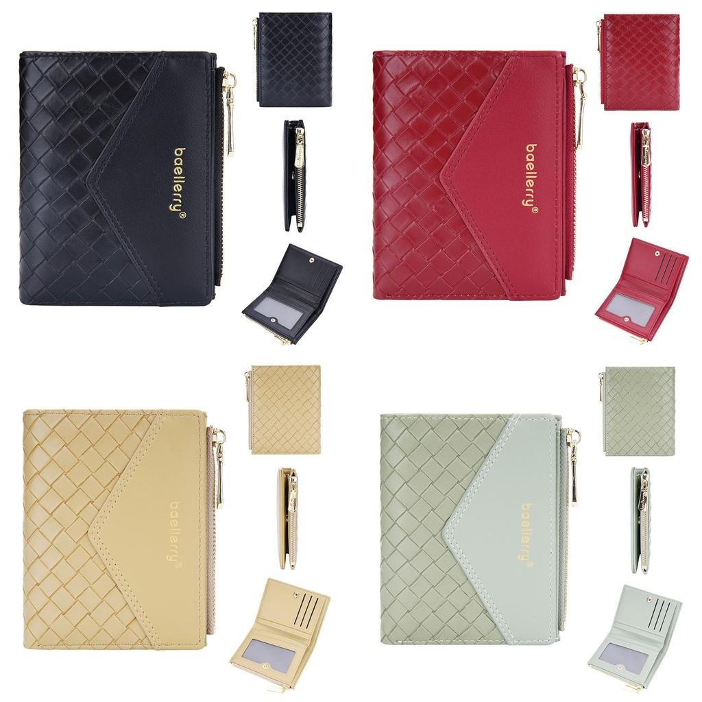Ladies Fashion Card Holder Pu Material With Weaving Pattern Design And Letter Print For Everyday Carry