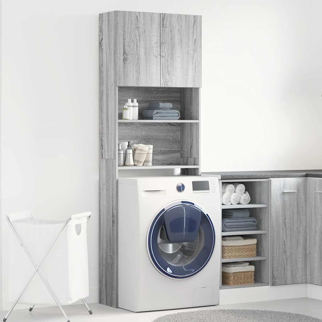 Mobile per Lavatrice Grigio Sonoma 64 x 24 x 190 cm Legno Ingegnerizzato