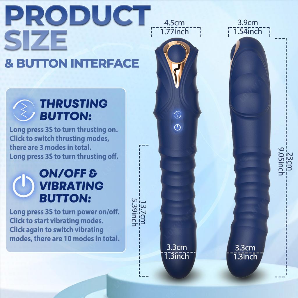 Thrusting Vibrator G Spot Vibrator Anal Dildo with 10 Vibrating 3 Thrusting Liquid Silicone Vaginal Massage Clitoris Stimulator