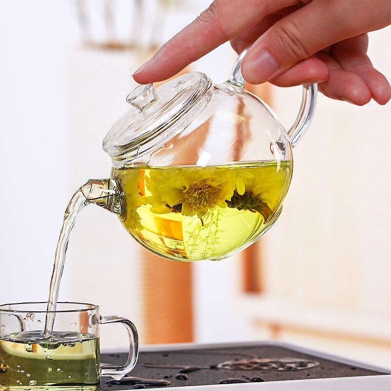 Transparent Glass Teapot 200ml Heat Resistant Kung Fu Tea Set Mini Small Teapot with Puerh Filter