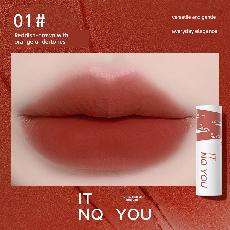 Itnq You Dual-Use Velvet Lip Mud for Lips and Cheeks, Matte Water Mist Finish, Non-Stick Cup, Moisturizing, Long-Lasting, Sweat-Proof Lip Gloss