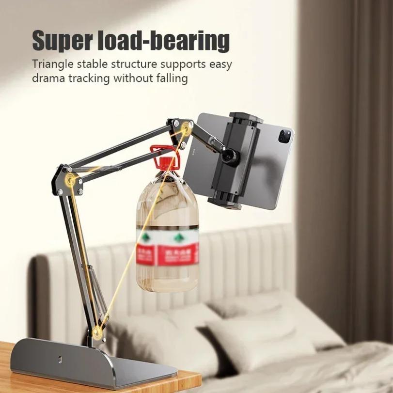 180° Adjustable Long Arm Metal Holder Rotatable Tablet Stand Phone Stand For iPad Pro Mini Air Xiaomi Tablet Compatible 4-12.9in