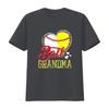 Casual Baseball Softball Ball Grandma Leopard Heart Print T Shirt Vintage Washed Stretched Streetwear Soft Unisex Versatile