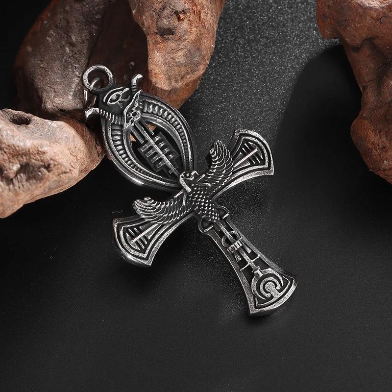 Vintage Ankh Cross Key of Life Necklace Egyptian Jewelry Eye of Horus Amulet Pendant for Men Fashion Gifts