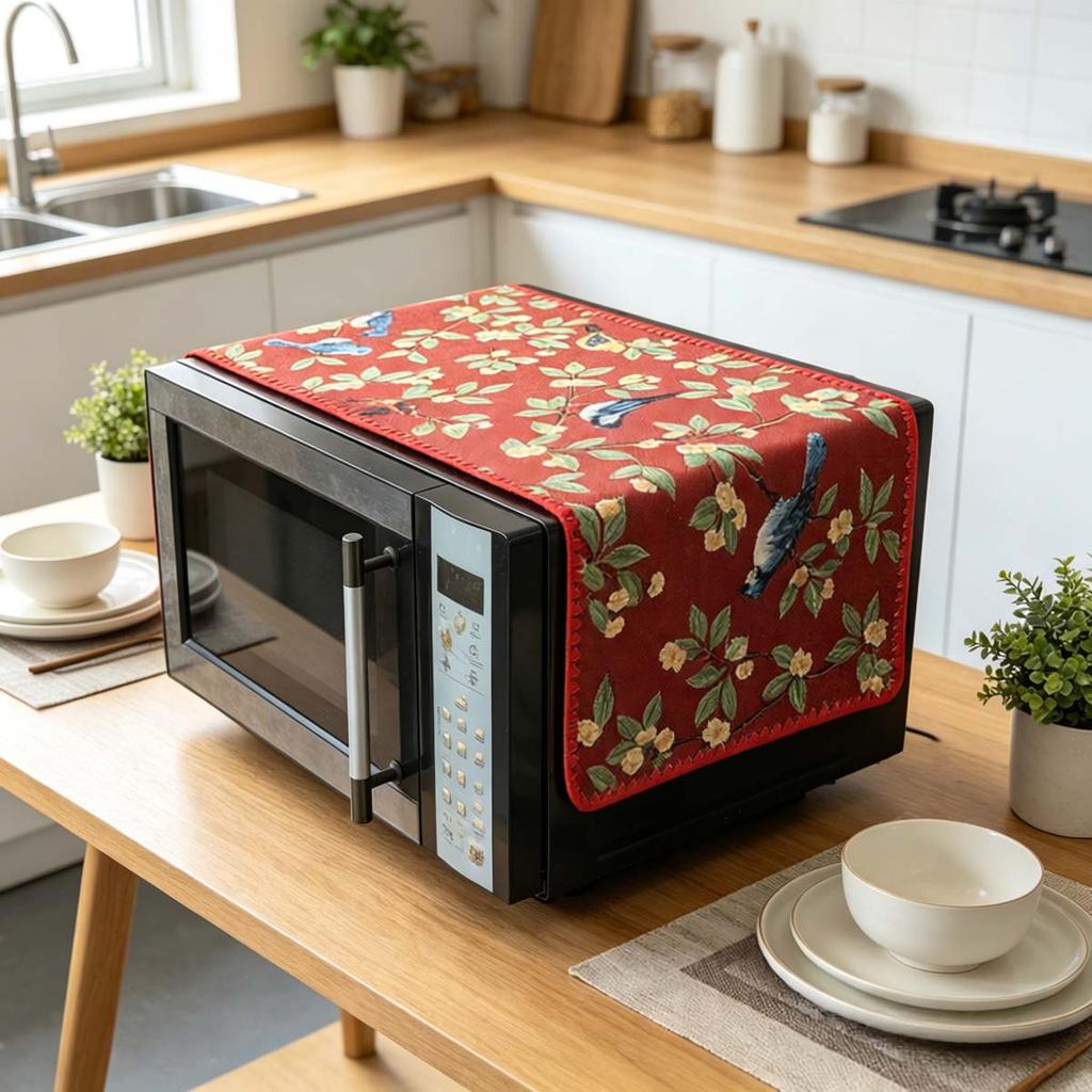 30x90cm Easy to Install Cotton Linen Microwave Dust Cover Anti Dust Cover