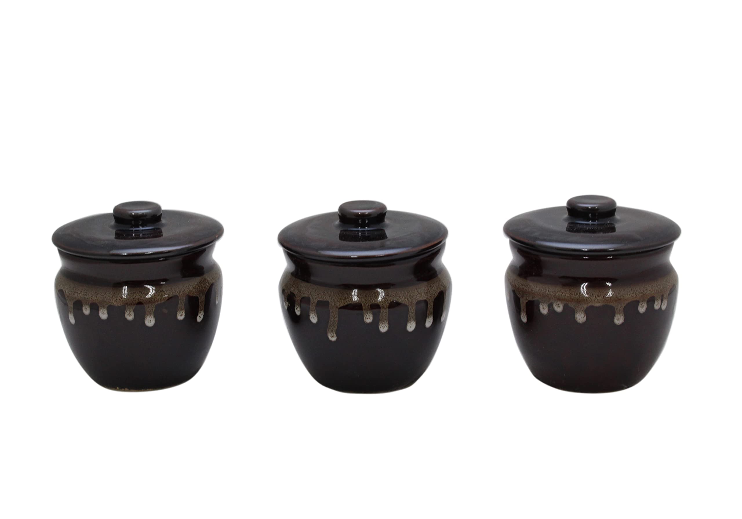 

New [Commercial Set] Mino Ware Japanese Cafe Series Pickled Plum Jar (Large) with Lid, Set of 3