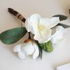 1 Bunch 3 Heads Artificial Magnolia Flower Magnolia Bouquet Foam with Leaves Arrangement for Home Living Room Wedding Bedroom Floor Vase Decoration