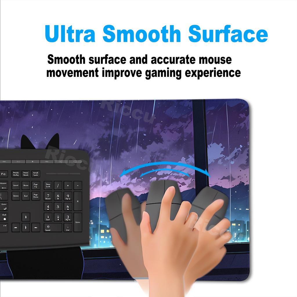 Süßes Katzen-Mauspad Großes Computer-Gamer-Tischpad XXL Gummi-Gaming-Tastatur-Mauspad Buntes Wolken-Schreibtischpad Büroaccessoires