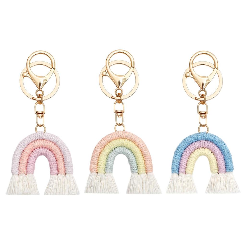 Hand-woven Rainbow Pendant Bohemian Fringed Bag Pendant Mini Cute Keychain Pendant