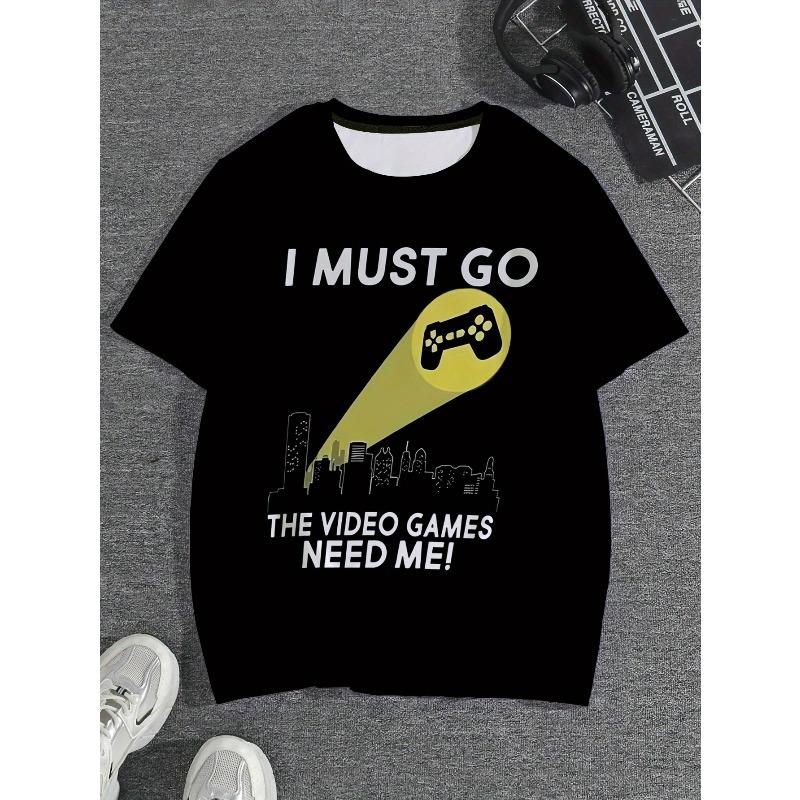 European sizes Trendy Summer 3D T-Shirt for Men / Gaming Console Graphic / Stylish English Letters / Plus Size