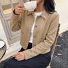 Women S Casual Loose Short Faux Suede Lapel Coat