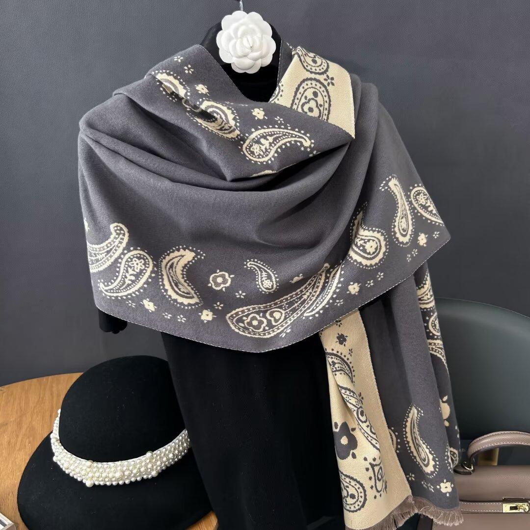 

Bohemian Style Double-Sided Faux Scarf Thickened Warm Fashion Outdoor Travel Office Shawl Wrap 180x65cm