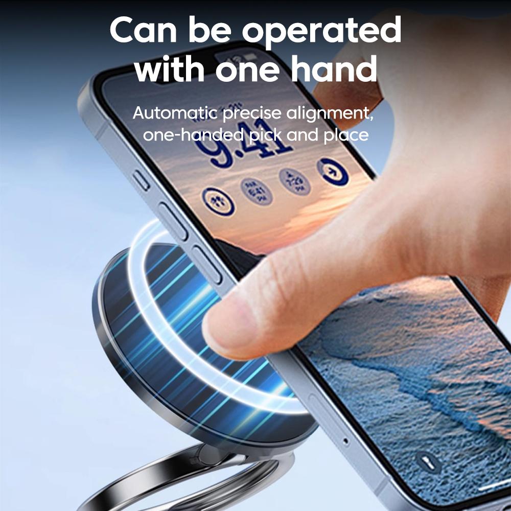 360° Rotation Vacuum Suction Cup Magnetic Car Phone Holder Foldable Adsorption Navigation Holder for iPhone 15 16 Smartphone