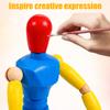 3Pcs Wooden Artist Manikin for Drawing Sketch Flexible Body Joints Human Figures Posable Puppet Models Ornaments Home Decoration