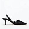 Foreign Trade Spring New Product Pointed Head Bag Head Empty Solid Color Embroidered Mesh Fine High Heel Muller Shoes
