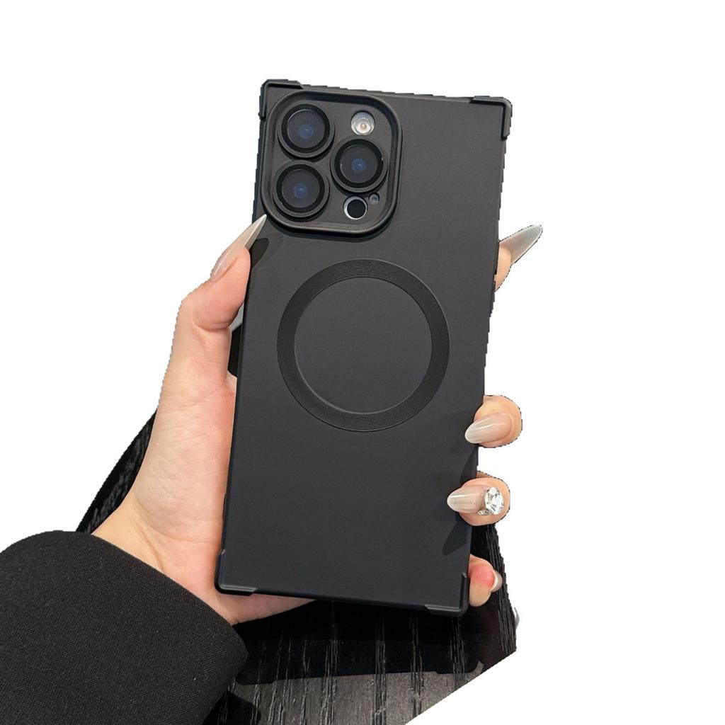Applicable To IPhone16 Magnetic Suction Phone Case Apple 15 Promax Four Corner Anti Fall TPU with Lens Film Protection Case