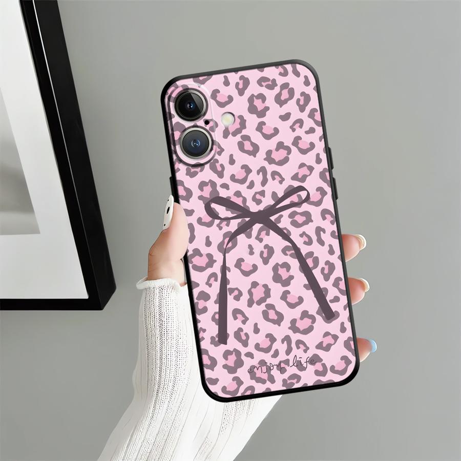 

Creative Leopard Print Bow Funda Phone Cover Case for Apple iPhone 17 Pro Max 12 15 Pro 7 8 XR XS MAX 16 Air 14 11 13 iPhone17