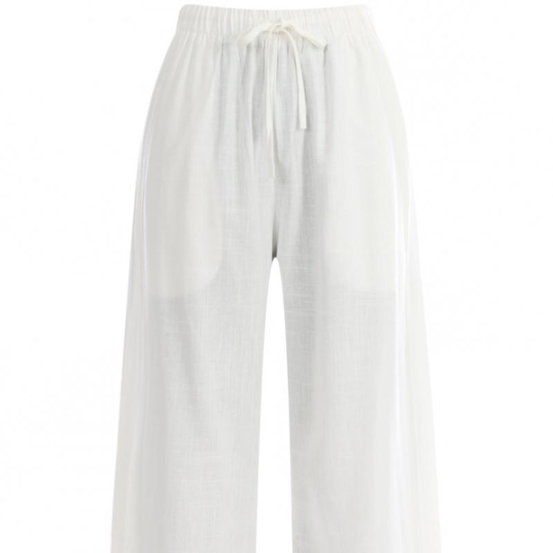 Shop  Women S waiSt Strap Linen Wide pantS Black Pic Wpt 11877