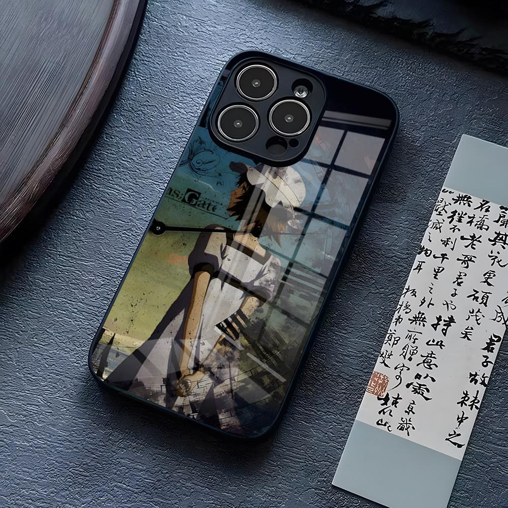 Steins Gate Phone Case For IPhone 13 Pro Max 14 16 Plus 12 Mini 11 15 X XR XS 8 7 Plus SE Tempered Glass Cover