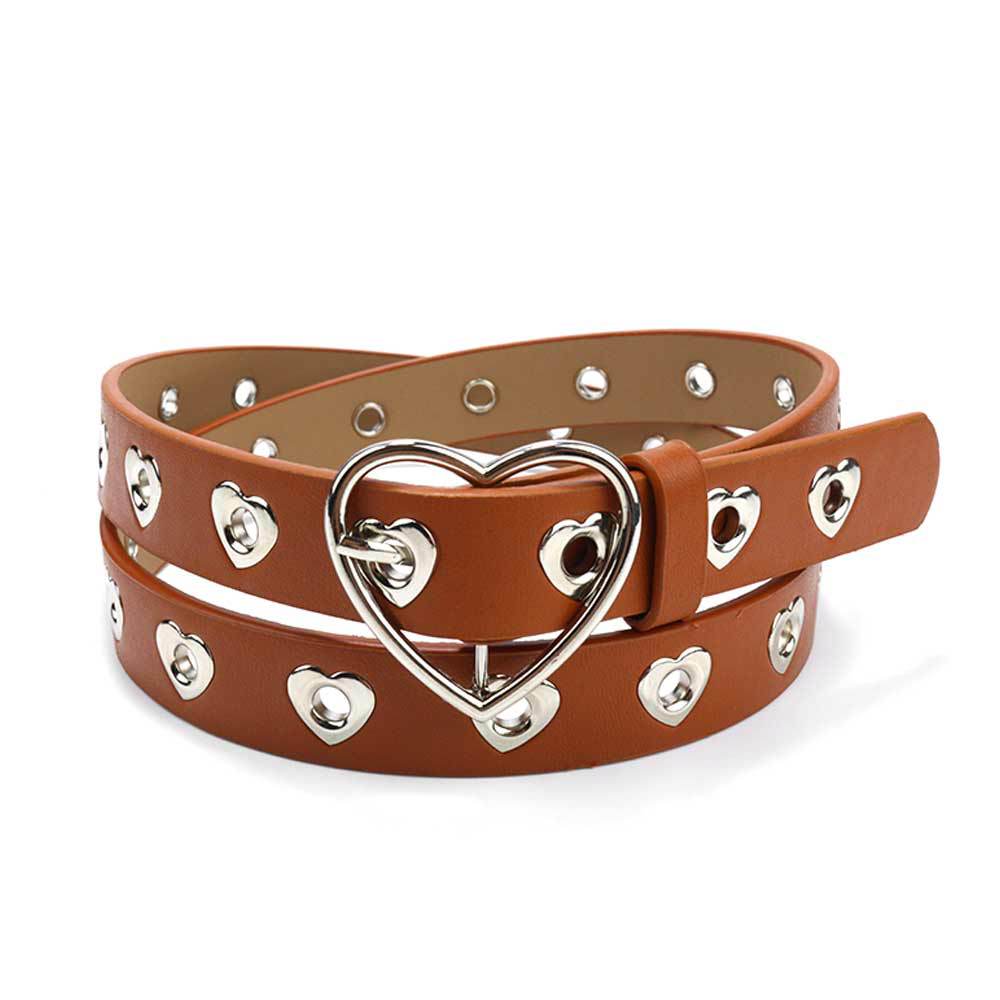 Belt Female Punk Heart-Shaped Air Eye Hollow Decorative Hundred Towers Ladies Belt Belt