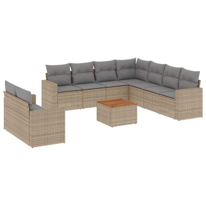 VidaXL Salon de jardin avec coussins 10 pcs beige résine tressée 3224190