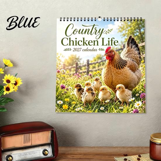 Wall Hanging Date Planner with Calendar 12-Month Country Chicken Tracker 2027 Farm Life Spiral Yearly