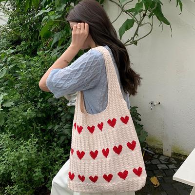 Stricktasche, gewebte Tasche, Love Bag, Damen, Premium-Haptik, zarte Wolle, Handschlaufe, Schultertasche