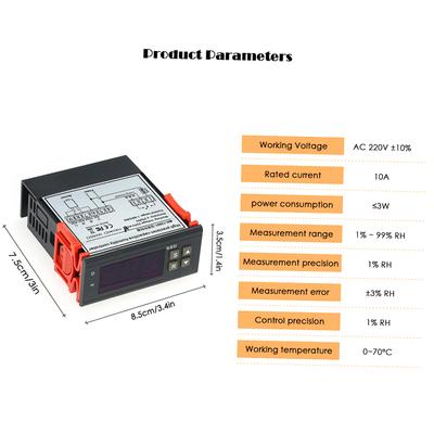 10A 220V Mini Digitaler Luftfeuchtigkeitsregler Messbereich 1% ~ 99% mit Sensor