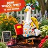 23-Inch Porch Goose Costume with Back to School Theme Printed Dress  Hat  Backpack  Pencil Set for Outdoor Garden  Yard  Lawn Decoration