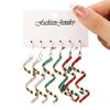 Hot-selling Christmas versatile personality spiral geometric earrings metal texture multi-color earrings set