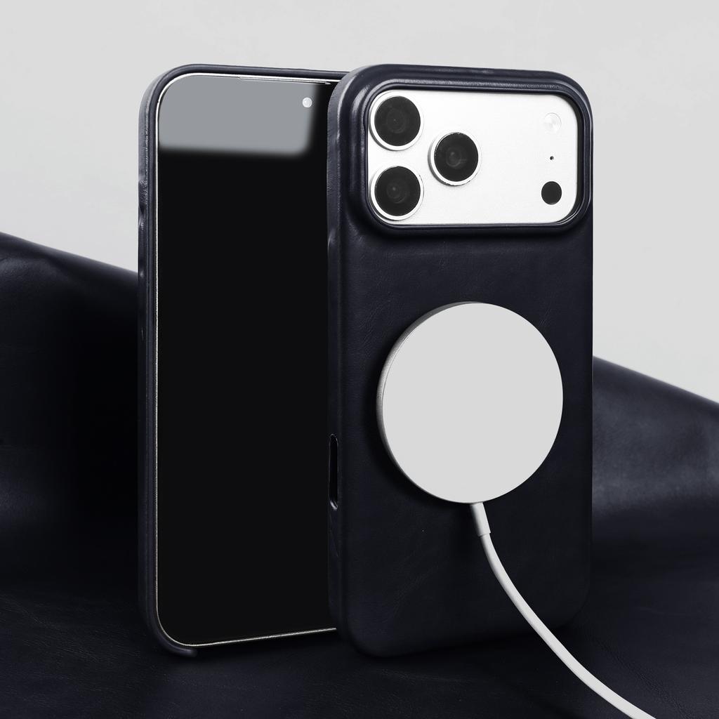 Magnetic Genuine Leather Case For Iphone 15 16 17 Pro Max Phone Case For Magsafe Wireless Charging Back Cover 15Pro 17Pro Max