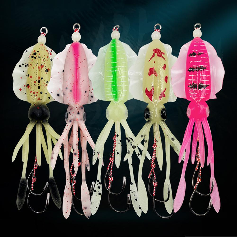 1PC 10/12/15CM Simulated Squid Lure Bait With Double Hook Sea Fishing Luminous Fake Bait Fishing Supplies