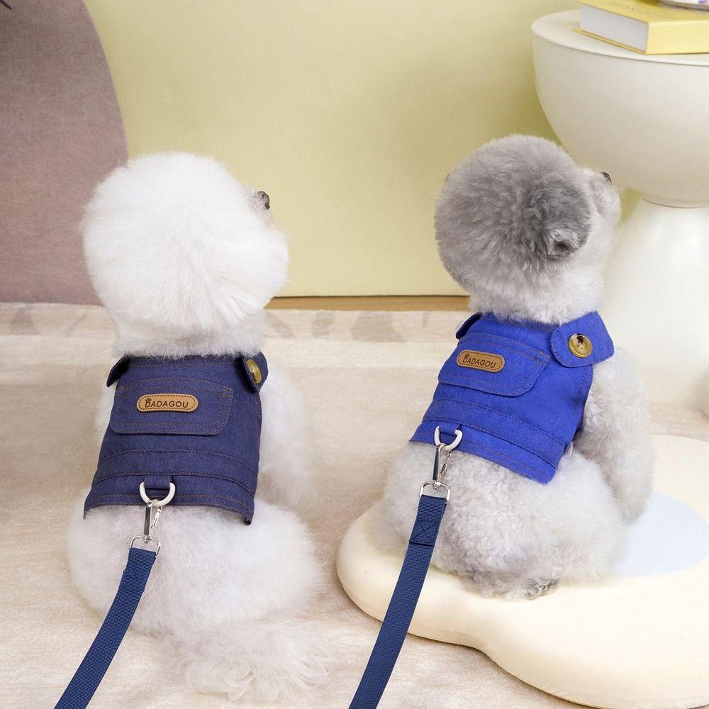 Easy On and Off Dog Vest Adjustable Puppy Harness Dog Cowboy Clothes for Small Medium Dogs