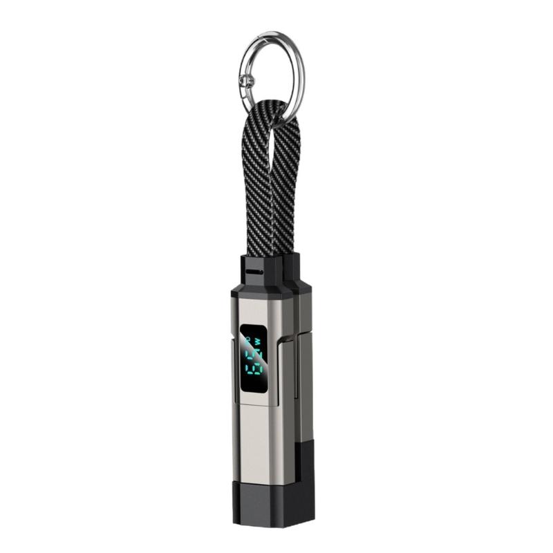 Multifunctional Keychain Charging Cord with Digital Display Zinc Alloy Construction 40Gbps Data Cable for Travel Use