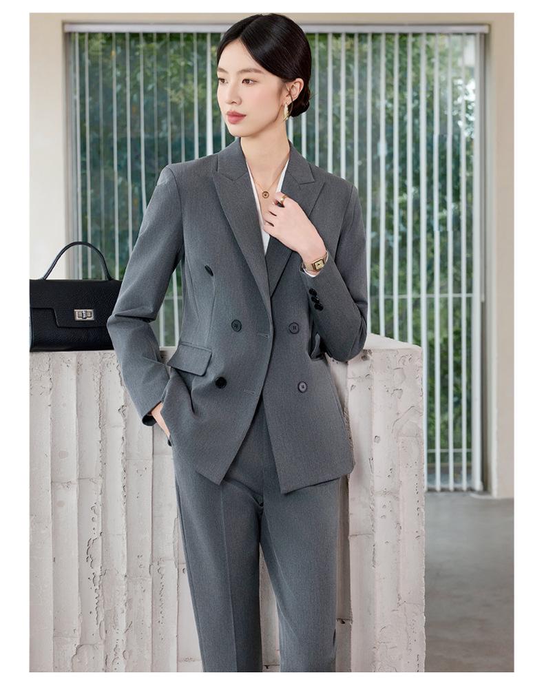 Women's Double-Breasted Suit Set: Simple & Polished Long Sleeve Blazer for Autumn/Winter 2025 Professional Commute Workwear.
