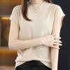 Fashion New Short Sleeve Slim Fit Casual T-shirt Women Summer Tops Round Neck Solid Elegant Knitted T Shirts Woman Simple Loose Ladies Tee 26041
